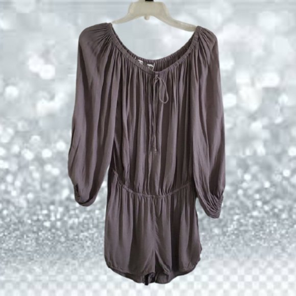 Young Fabulous & Broke Gray Long Sleeve Romper - Picture 1 of 6